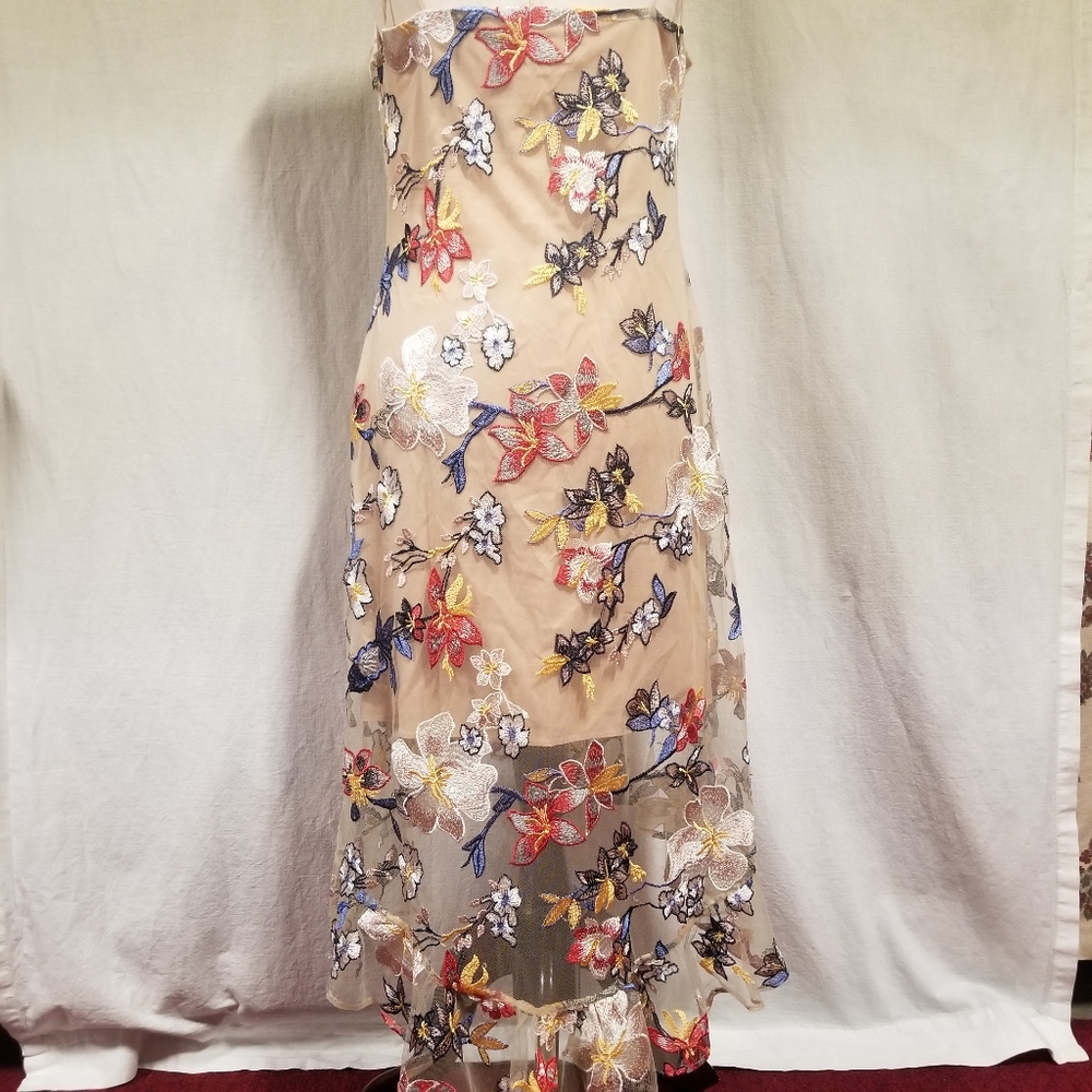 Devlin Embroidered floral V-neck dress - Picture 2 of 8